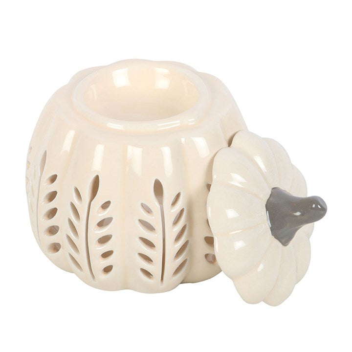 Cream Leaf Cut Pumpkin Oil Burner