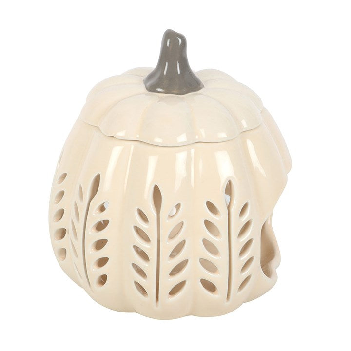 Cream Leaf Cut Pumpkin Oil Burner