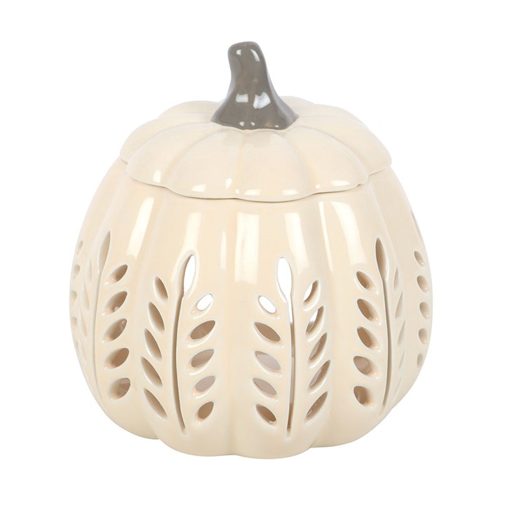 Cream Leaf Cut Pumpkin Oil Burner