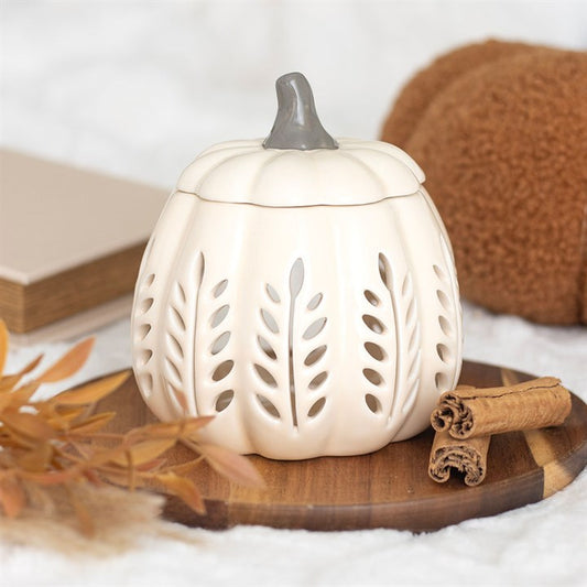 Cream Leaf Cut Pumpkin Oil Burner